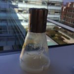 This 50-milliliter flask contains a symbiotic mix of cellulolytic enzymes derived from compost that was maintained for three years. (Credit: Steve Singer/JBEI)