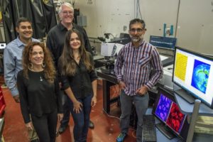 Edward Barnard, Cynthia McMurray, Michael Martin, Lila Lovergne, and Aris Polyzos performing "spectral phenotyping" at ALS Beamline 2.4