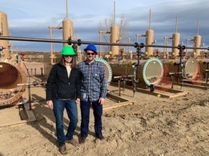 Susannah Tringe and James Rosenblum at a hydraulic fracking site in Colorado. (Credit: James Rosenblum)