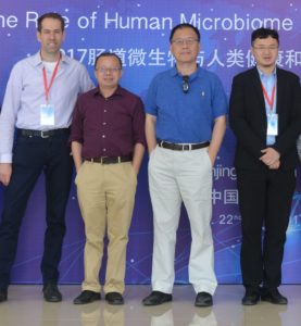 Biological Systems and Engineering Division researchers Antoine Snijders, Jian-Hua Mao, and Bo Hang with Yankai Xia of Nanjing Medical University.
