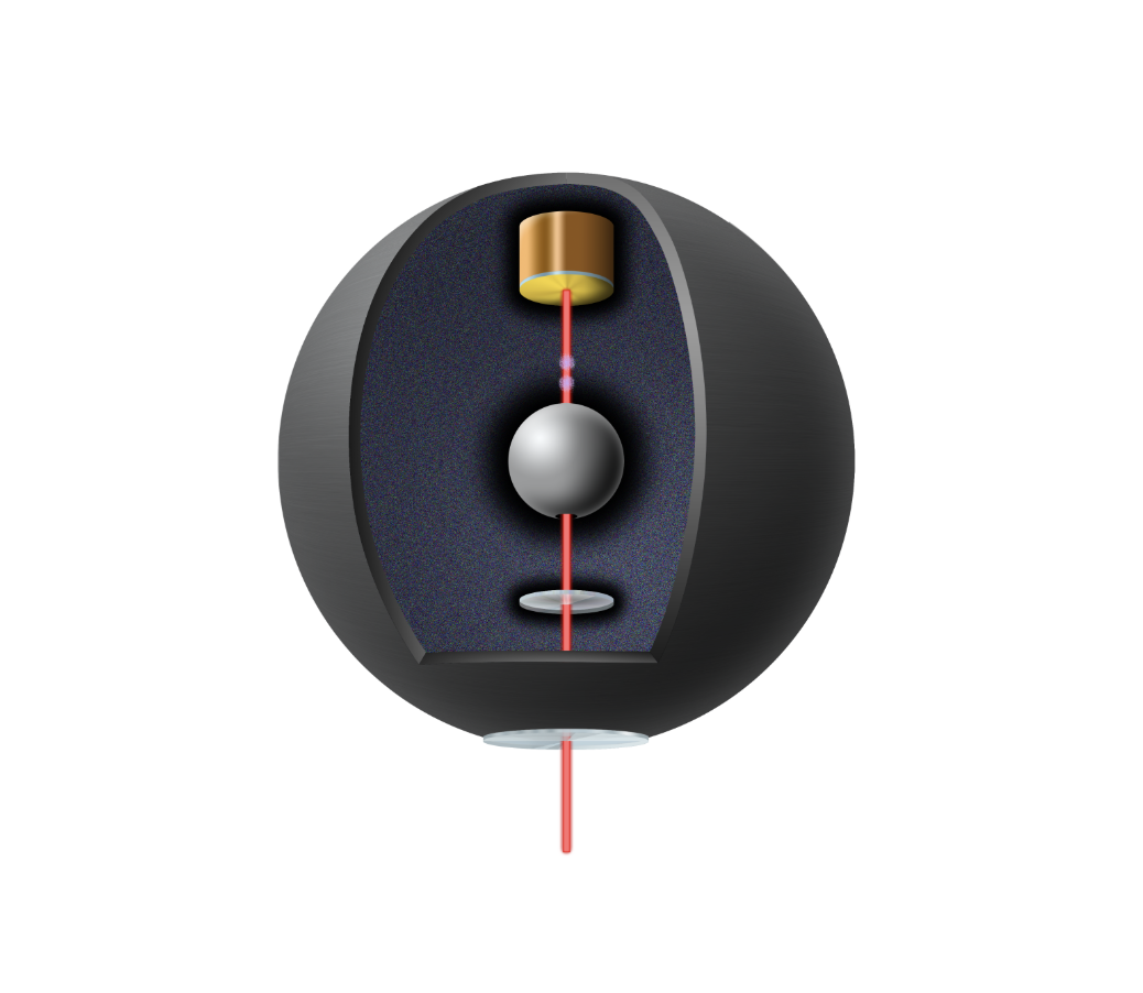 Graphic showing inside of a black sphere with red line through the center