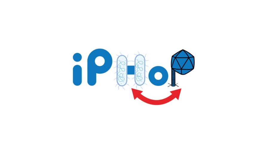 A logo for iPHoP reminiscent of the International House of Pancakes logo, in blue bubble letters