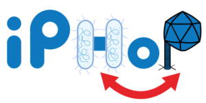 A logo for iPHoP reminiscent of the International House of Pancakes logo, in blue bubble letters