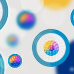 Colorful illustration of spherical lipid nanoparticles.