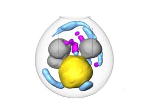 Image showing colorful shapes in a clear spherical container.
